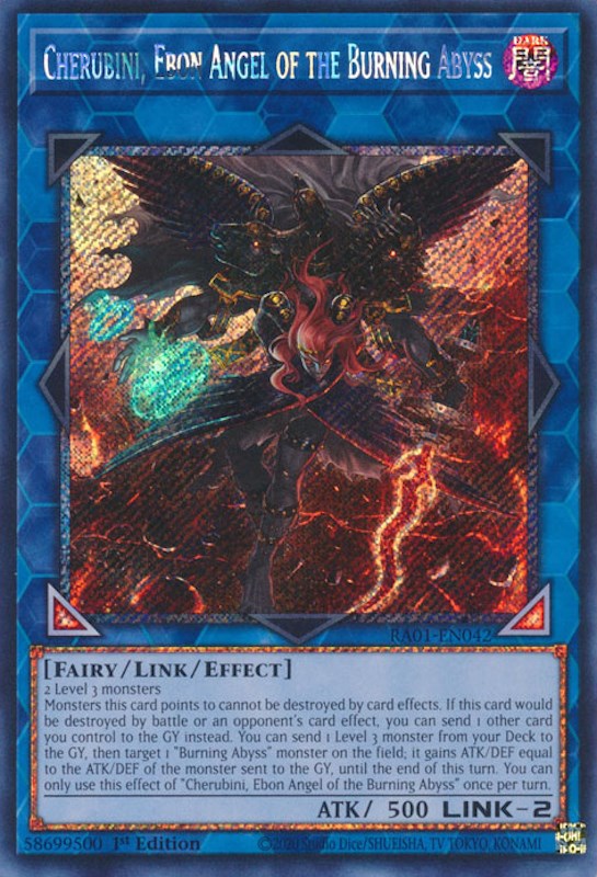 Cherubini, Ebon Angel of the Burning Abyss [RA01-EN042] Platinum Secret Rare | Chromatic Games