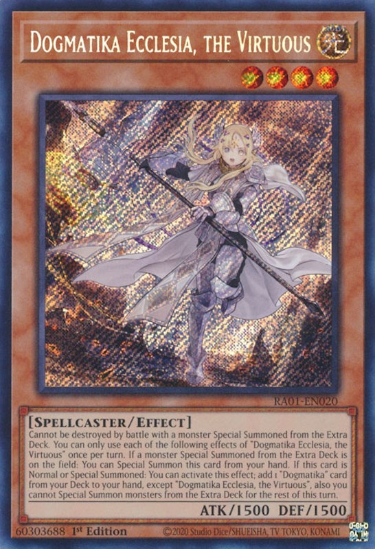 Dogmatika Ecclesia, the Virtuous [RA01-EN020] Secret Rare | Chromatic Games