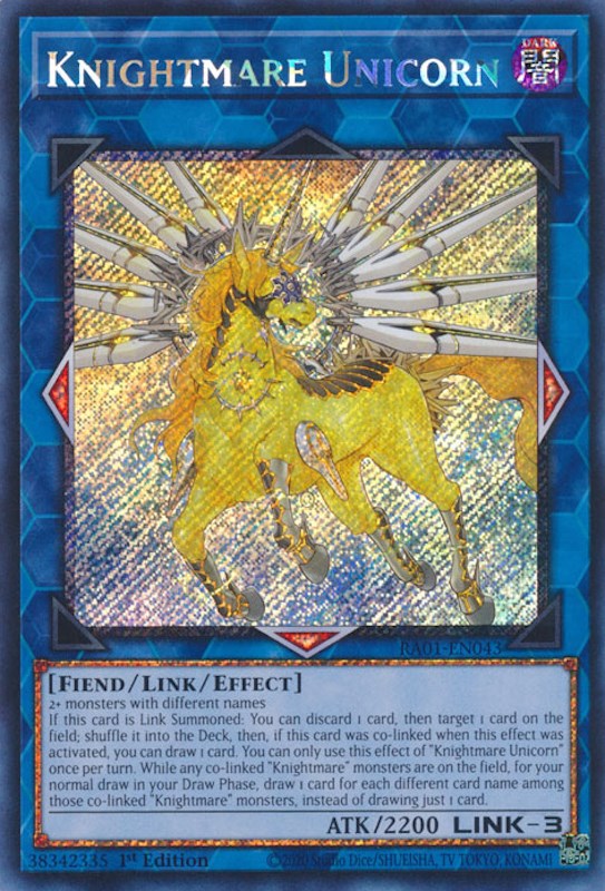 Knightmare Unicorn [RA01-EN043] Platinum Secret Rare | Chromatic Games