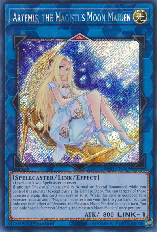 Artemis, the Magistus Moon Maiden [RA01-EN049] Platinum Secret Rare | Chromatic Games