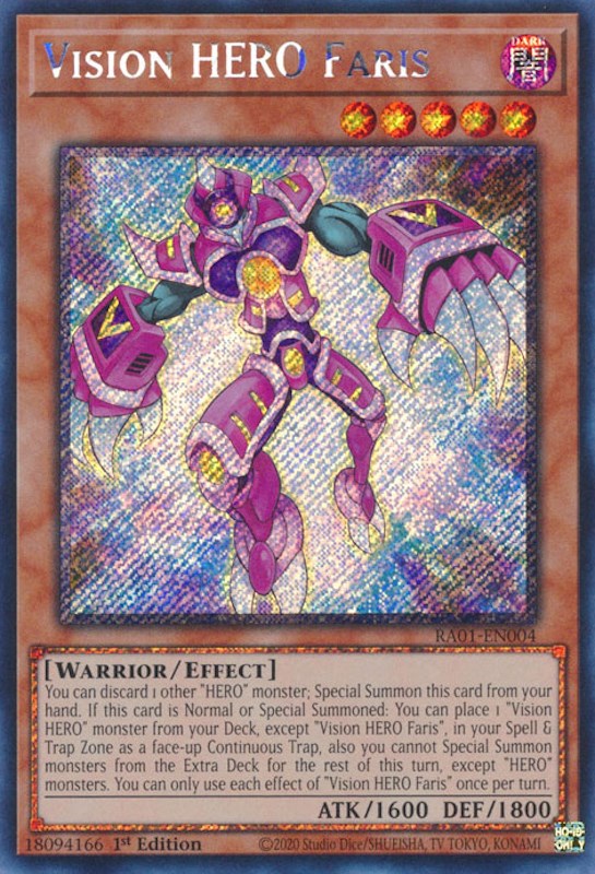 Vision HERO Faris [RA01-EN004] Platinum Secret Rare | Chromatic Games