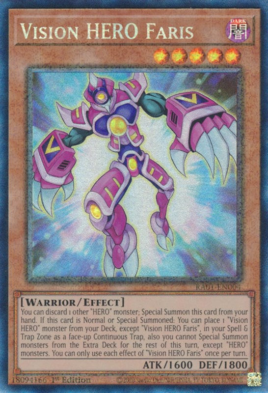 Vision HERO Faris [RA01-EN004] Prismatic Collector's Rare | Chromatic Games