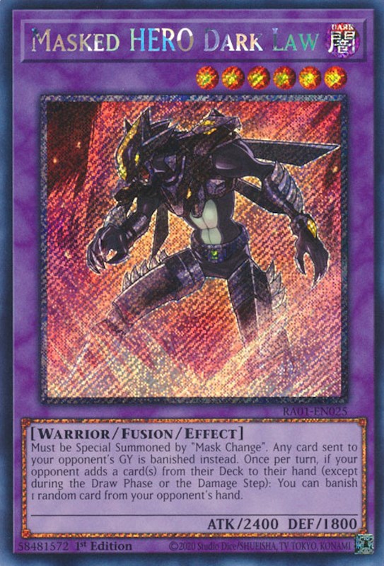 Masked HERO Dark Law [RA01-EN025] Platinum Secret Rare | Chromatic Games