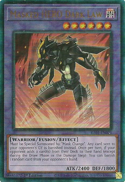 Masked HERO Dark Law [RA01-EN025] Prismatic Ultimate Rare | Chromatic Games