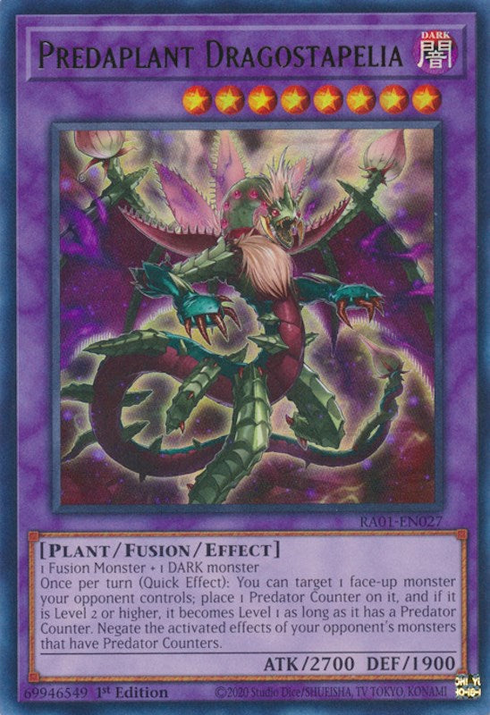 Predaplant Dragostapelia [RA01-EN027] Ultra Rare | Chromatic Games