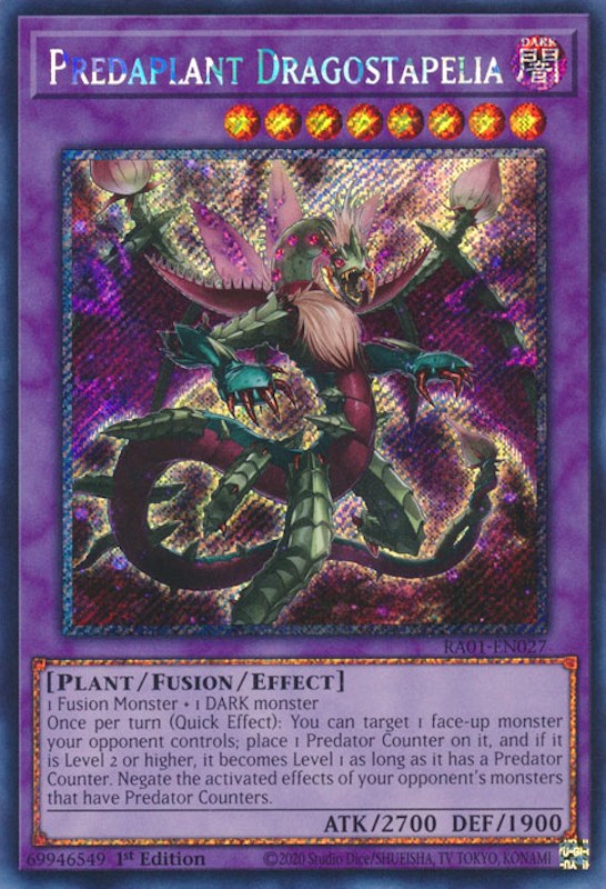 Predaplant Dragostapelia [RA01-EN027] Platinum Secret Rare | Chromatic Games