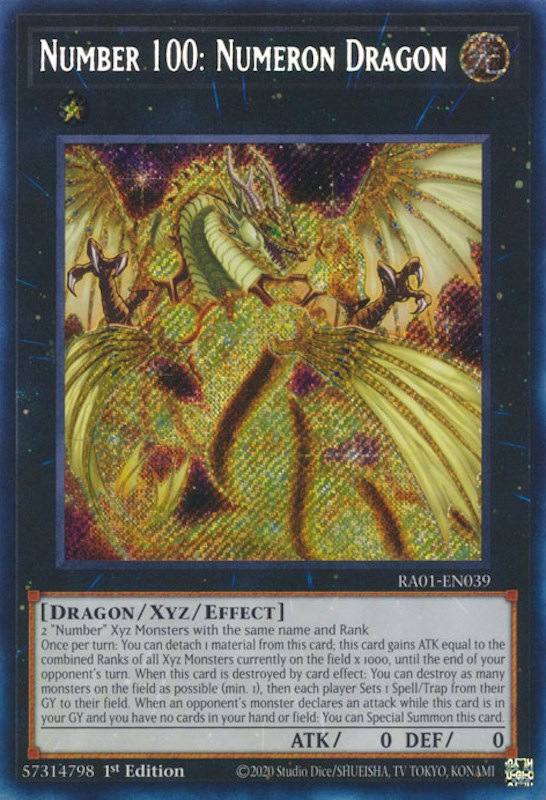 Number 100: Numeron Dragon [RA01-EN039] Secret Rare | Chromatic Games