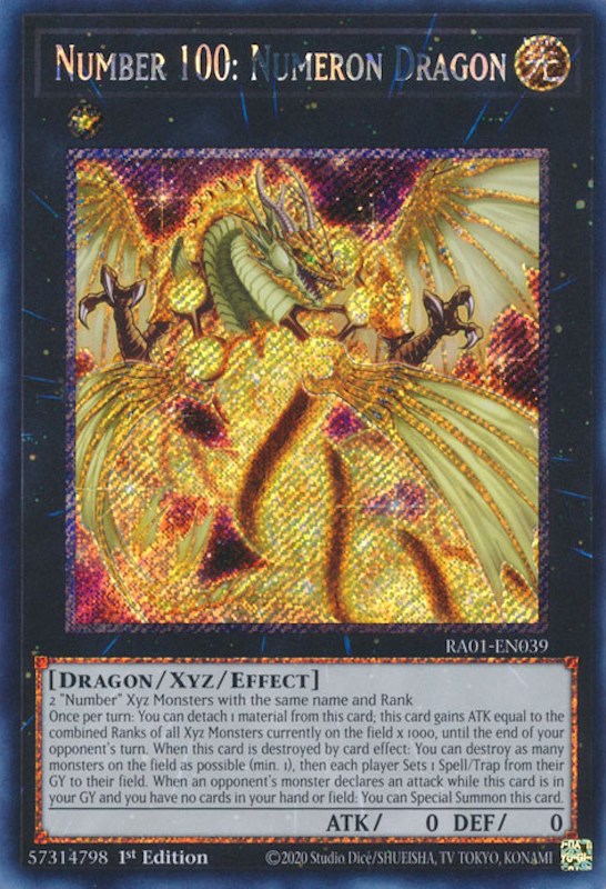 Number 100: Numeron Dragon [RA01-EN039] Platinum Secret Rare | Chromatic Games