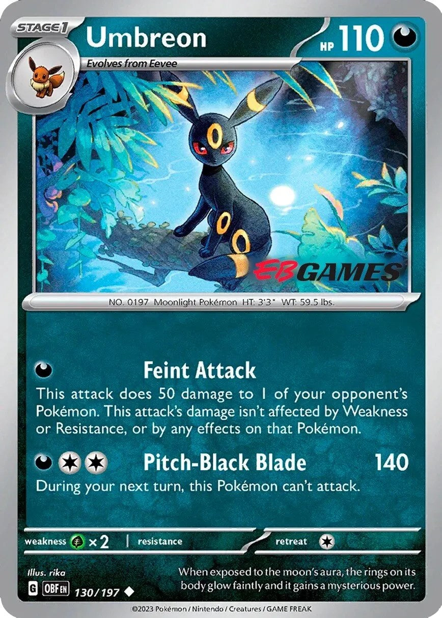 Umbreon (130/197) (EBGames Exclusive) [Scarlet & Violet: Obsidian Flames] | Chromatic Games