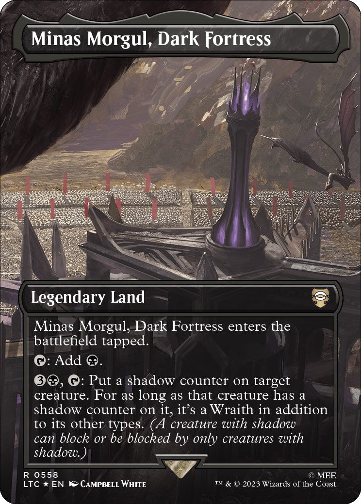 Minas Morgul, Dark Fortress (Borderless) (Surge Foil) [The Lord of the Rings: Tales of Middle-Earth Commander] | Chromatic Games