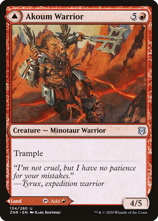 Akoum Warrior // Akoum Teeth 134 (Zendikar Rising)  - Foil | Chromatic Games