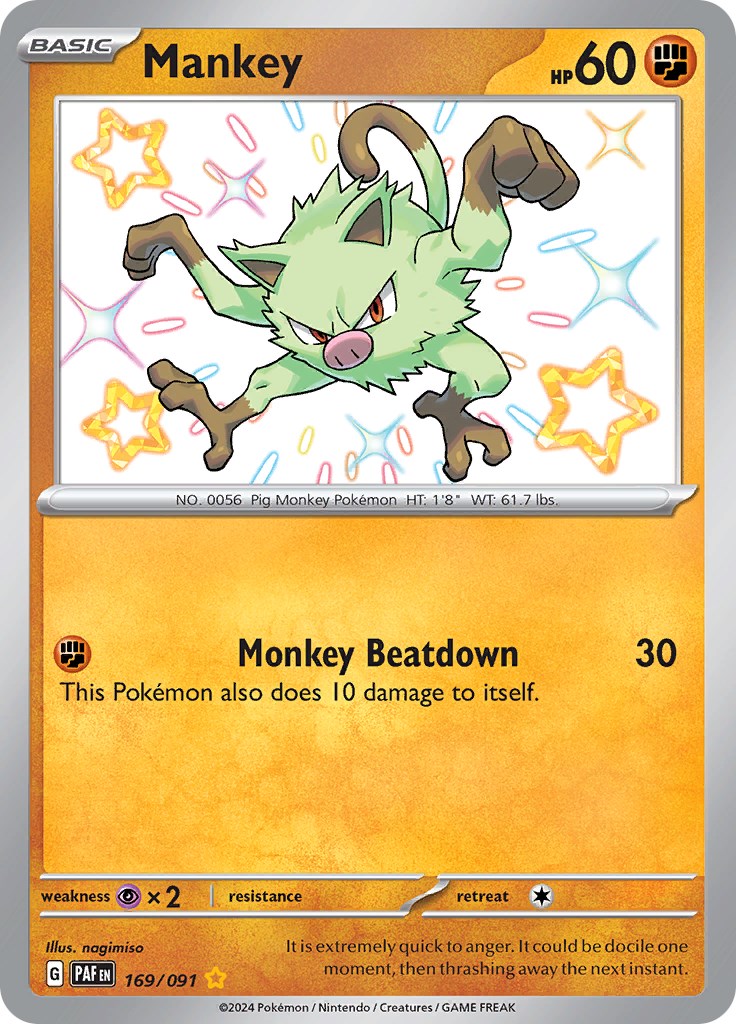 Mankey (169/091) [Scarlet & Violet: Paldean Fates] | Chromatic Games