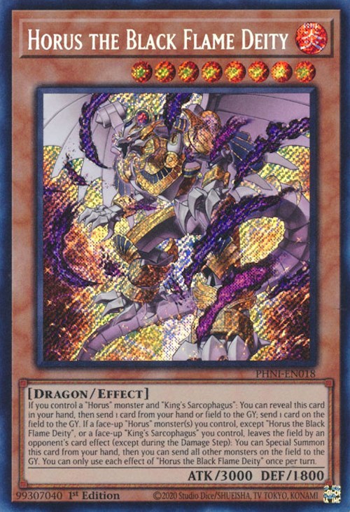 Horus the Black Flame Deity [PHNI-EN018] Secret Rare | Chromatic Games