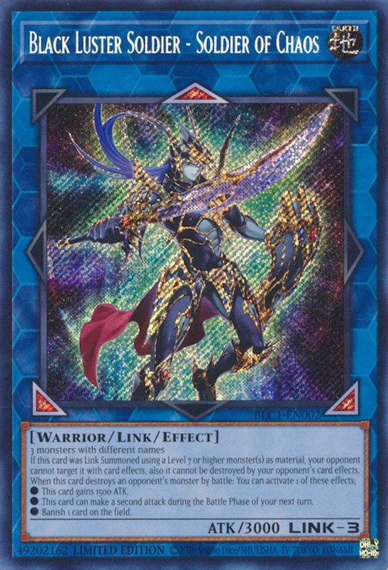 Black Luster Soldier - Soldier of Chaos [BLC1-EN002] Secret Rare | Chromatic Games