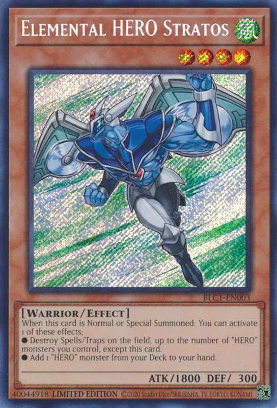 Elemental HERO Stratos [BLC1-EN003] Secret Rare | Chromatic Games