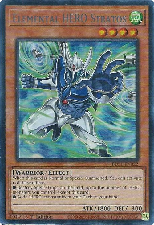 Elemental HERO Stratos (Alternate Art) (Silver) [BLC1-EN022] Ultra Rare | Chromatic Games