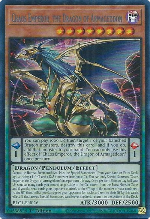 Chaos Emperor, the Dragon of Armageddon (Silver) [BLC1-EN026] Ultra Rare | Chromatic Games