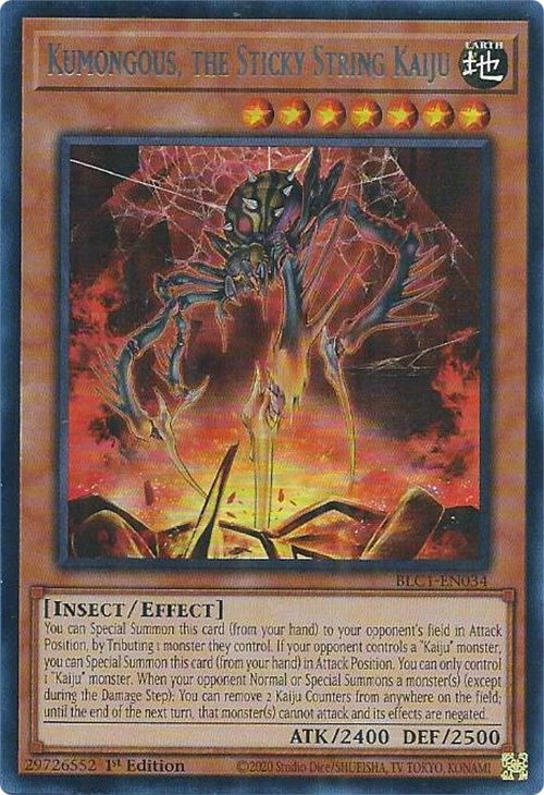 Kumongous, the Sticky String Kaiju (Silver) [BLC1-EN034] Ultra Rare | Chromatic Games