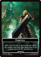 Foretell // Treasure Double-Sided Token (Surge Foil) [FINAL FANTASY Commander Tokens] | Chromatic Games