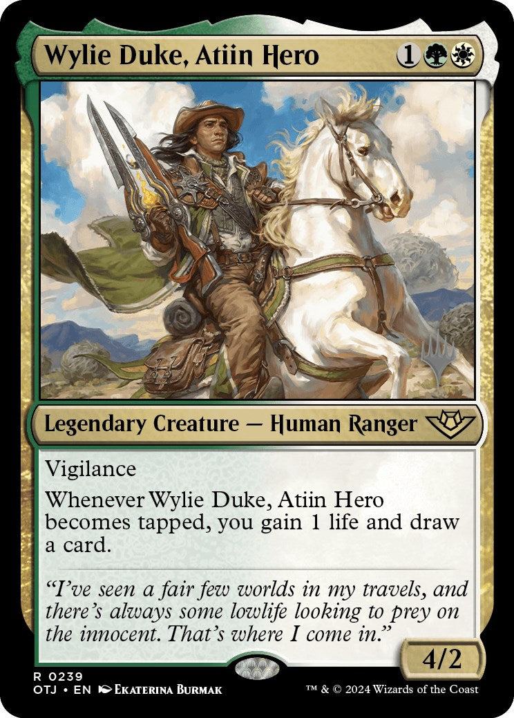 Wylie Duke, Atiin Hero (Promo Pack) [Outlaws of Thunder Junction Promos] | Chromatic Games