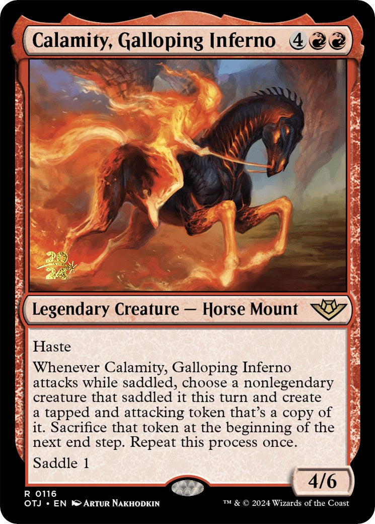 Calamity, Galloping Inferno [Outlaws of Thunder Junction Prerelease Promos] | Chromatic Games