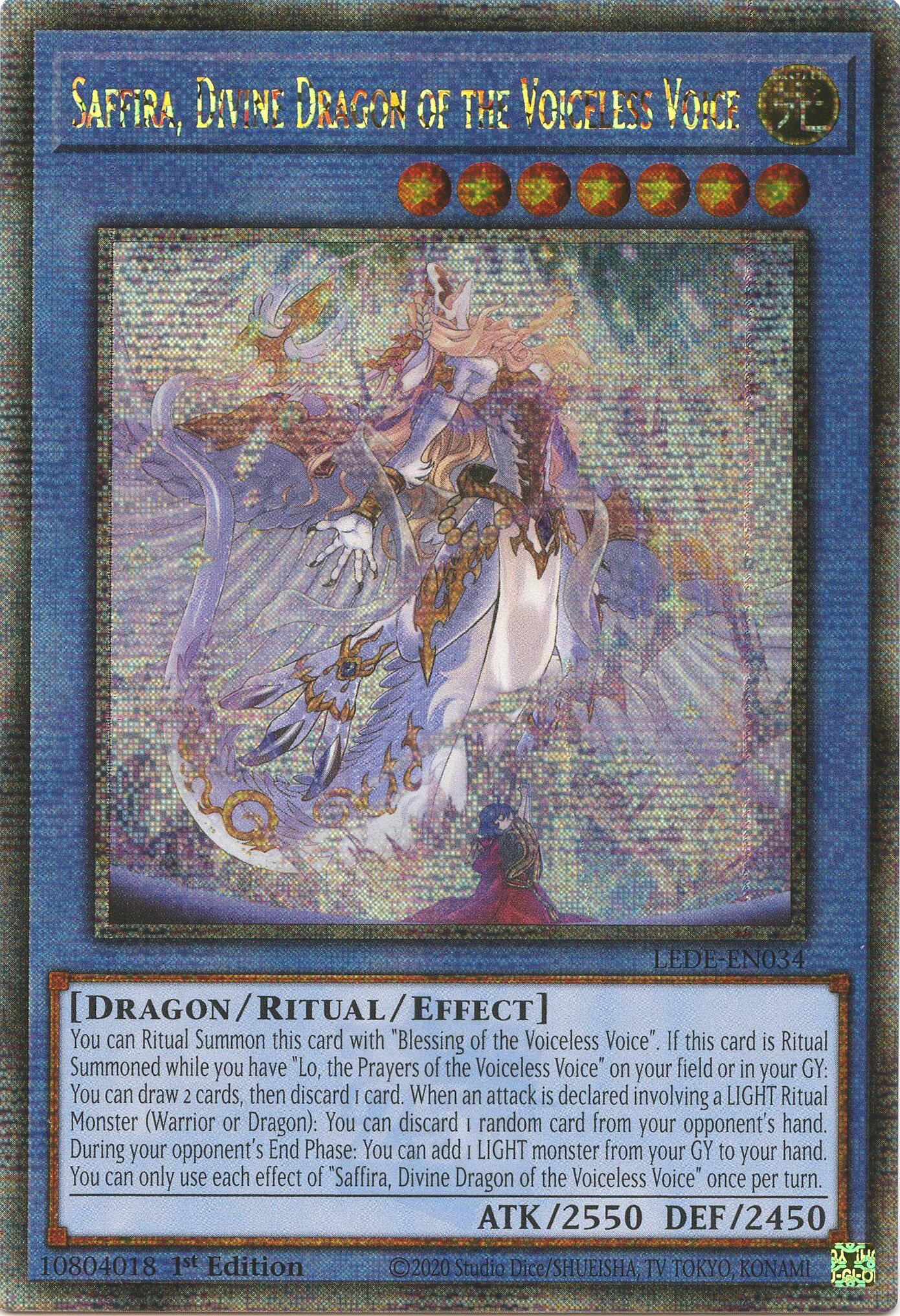 Saffira, Divine Dragon of the Voiceless Voice (Quarter Century Secret Rare) [LEDE-EN034] Quarter Century Secret Rare | Chromatic Games