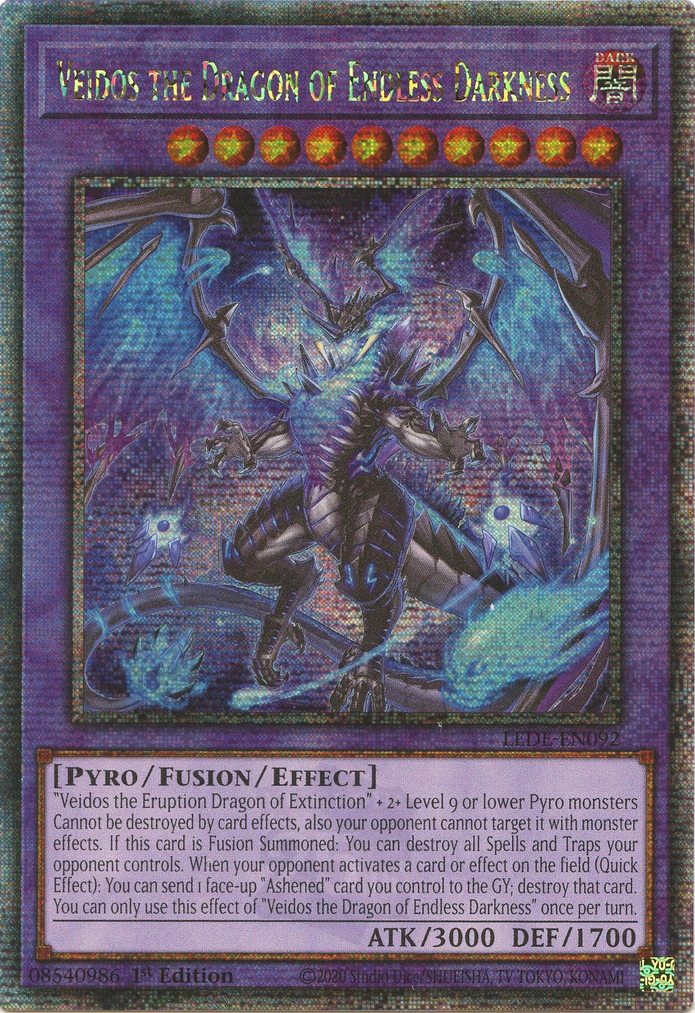 Veidos the Dragon of Endless Darkness (Quarter Century Secret Rare) [LEDE-EN092] Quarter Century Secret Rare | Chromatic Games