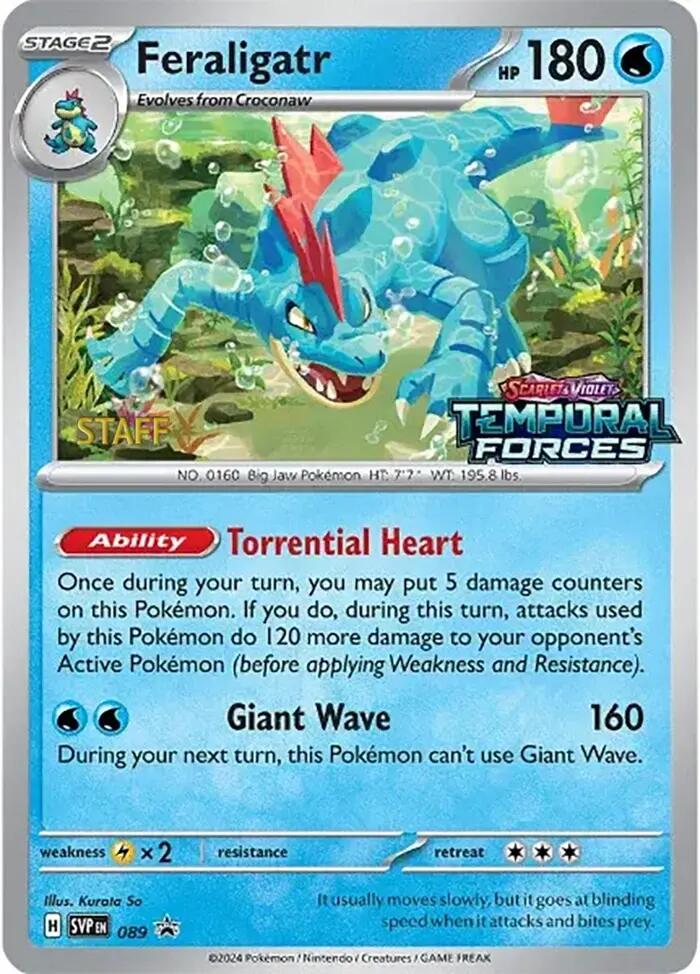 Feraligatr (089) (Staff Prerelease Promo) [Scarlet & Violet: Black Star Promos] | Chromatic Games