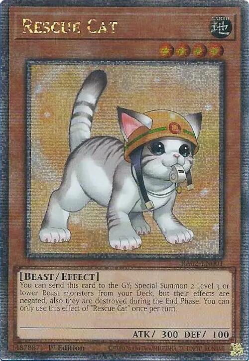 Rescue Cat (Alternate Art) (Quarter Century Secret Rare) [RA02-EN001] Quarter Century Secret Rare | Chromatic Games
