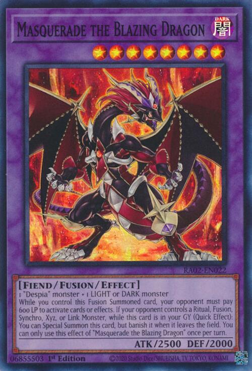 Masquerade the Blazing Dragon [RA02-EN022] Super Rare | Chromatic Games
