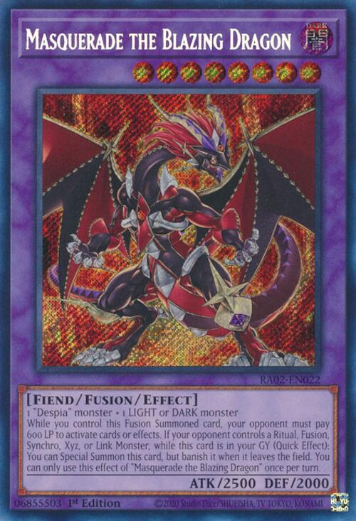 Masquerade the Blazing Dragon (Secret Rare) [RA02-EN022] Secret Rare | Chromatic Games