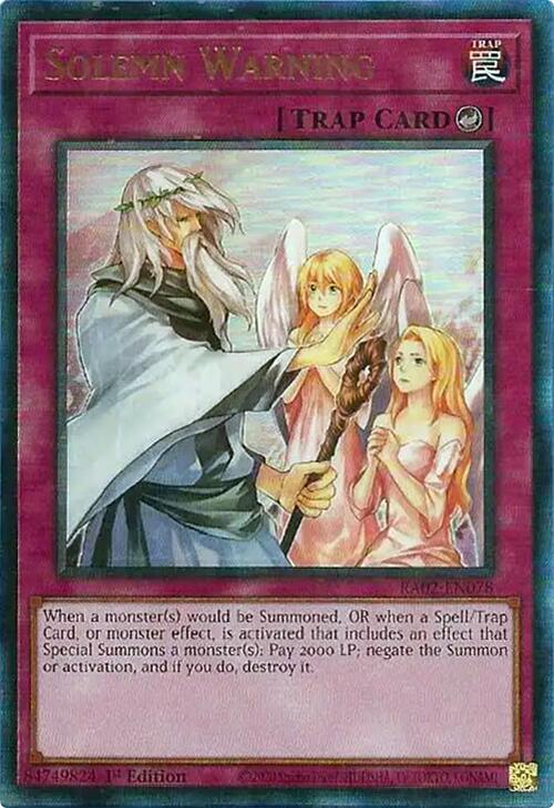 Solemn Warning (PUR) [RA02-EN078] Prismatic Ultimate Rare | Chromatic Games