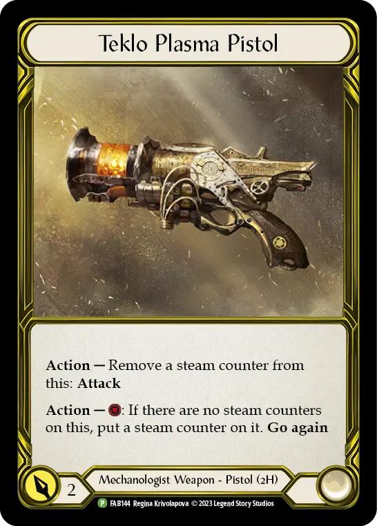 Teklo Plasma Pistol (Golden) [FAB144] (Promo)  Cold Foil | Chromatic Games