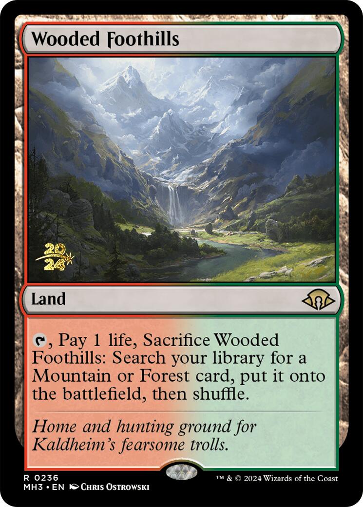 Wooded Foothills [Modern Horizons 3 Prerelease Promos] | Chromatic Games