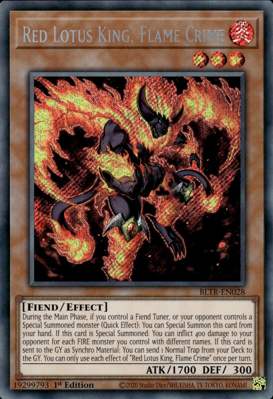 Red Lotus King, Flame Crime [BLTR-EN028] Secret Rare | Chromatic Games