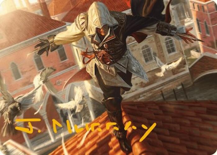 Ezio, Blade of Vengeance Art Card (Gold-Stamped Signature) [Assassin's Creed Art Series] | Chromatic Games