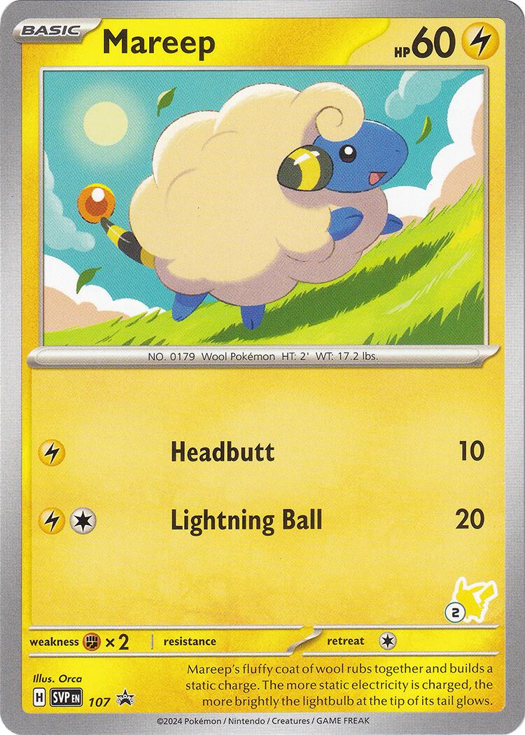 Mareep (107) (Pikachu Stamp #2) [Battle Academy 2024] | Chromatic Games