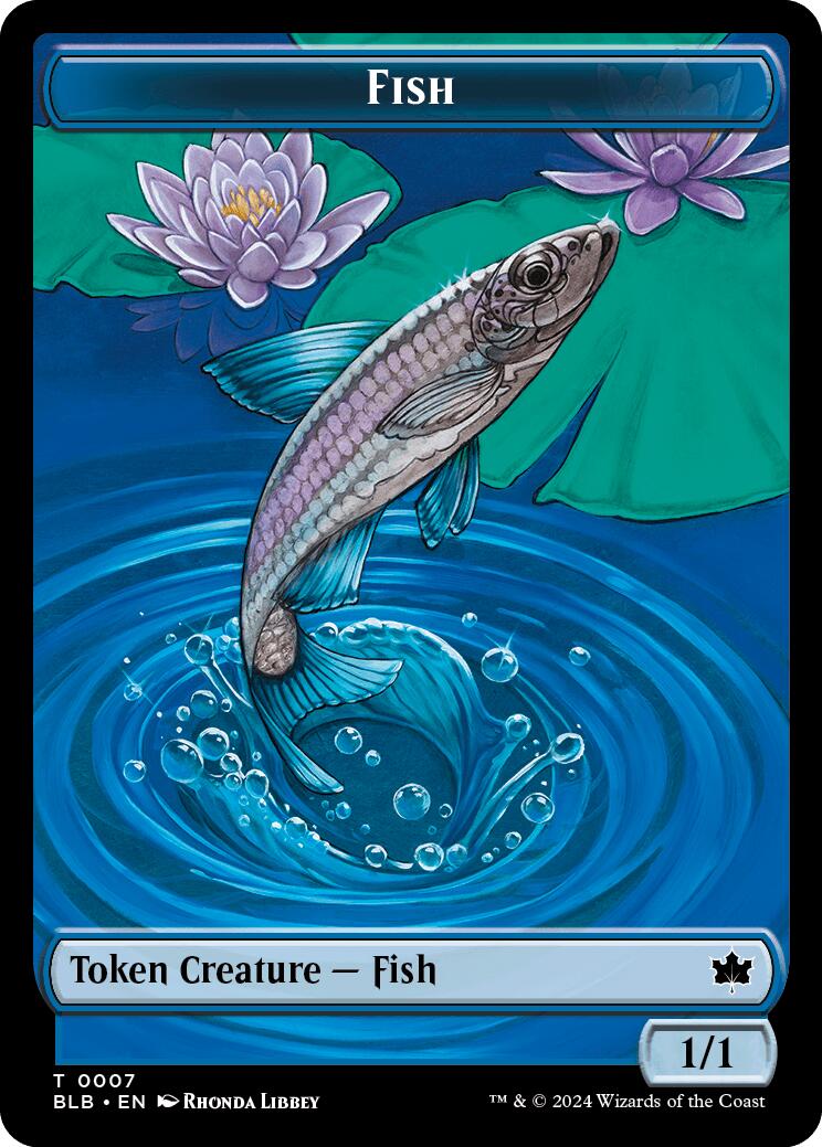 Bird (011) // Fish Double-Sided Token [Bloomburrow Commander Tokens] | Chromatic Games