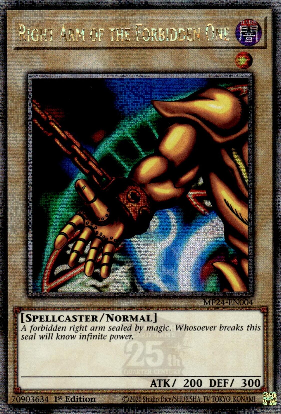 Right Arm of the Forbidden One [MP24-EN004] Quarter Century Secret Rare | Chromatic Games