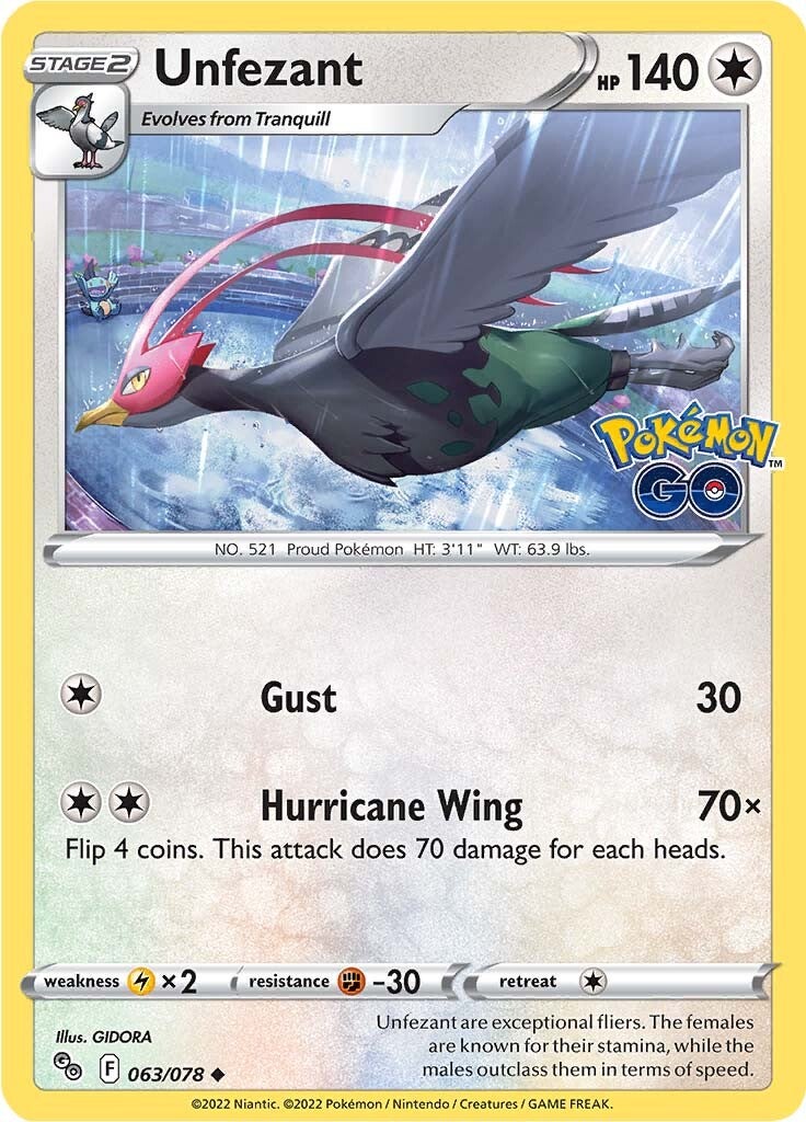 Unfezant (063/078) [Pokémon GO] | Chromatic Games