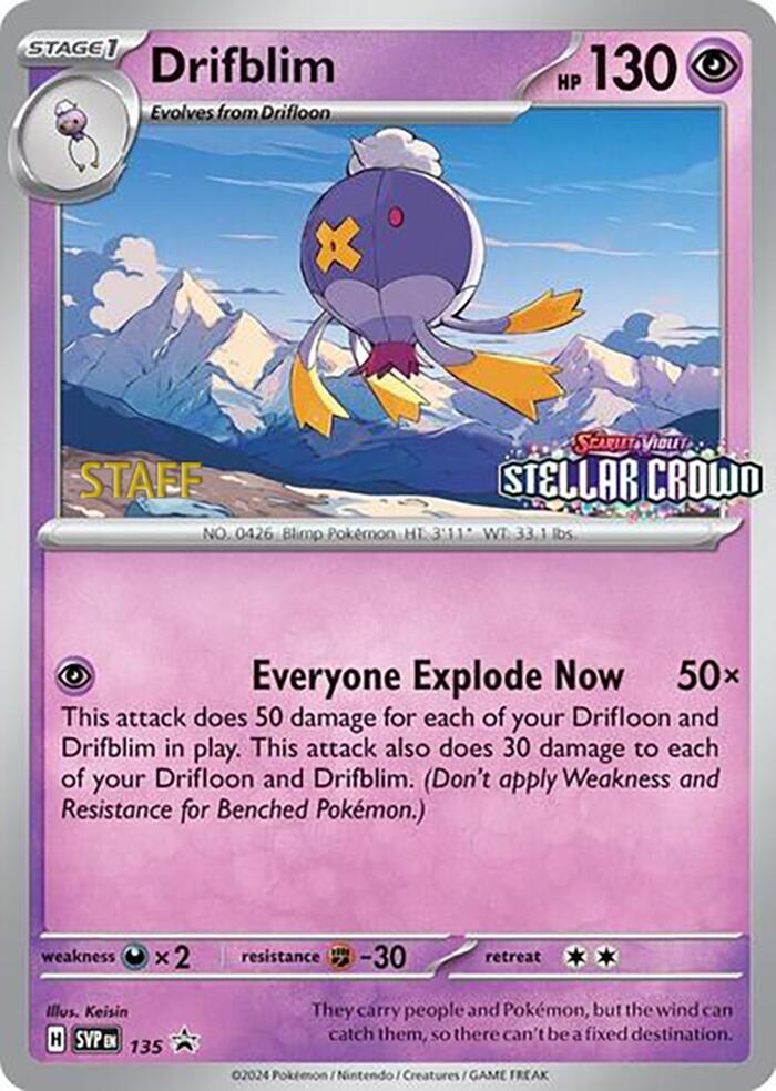 Drifblim (135) (Staff Promo) [Scarlet & Violet: Black Star Promos] | Chromatic Games