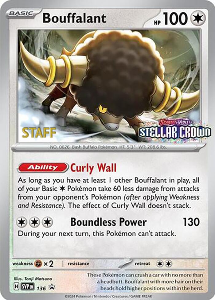 Bouffalant (136) (Staff Promo) [Scarlet & Violet: Black Star Promos] | Chromatic Games