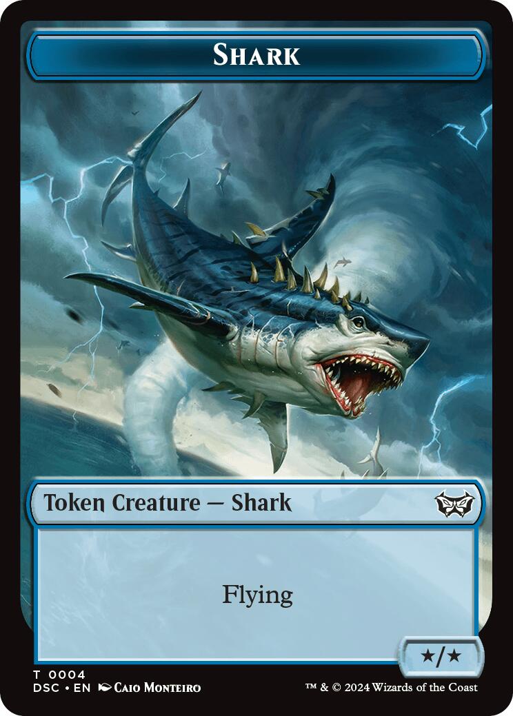 Shark // Copy Double-Sided Token [Duskmourn: House of Horror Commander Tokens] | Chromatic Games