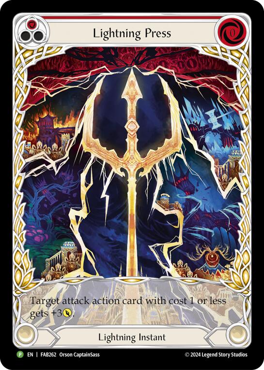 Lightning Press (Red) (Extended Art) [FAB262] (Promo)  Rainbow Foil | Chromatic Games