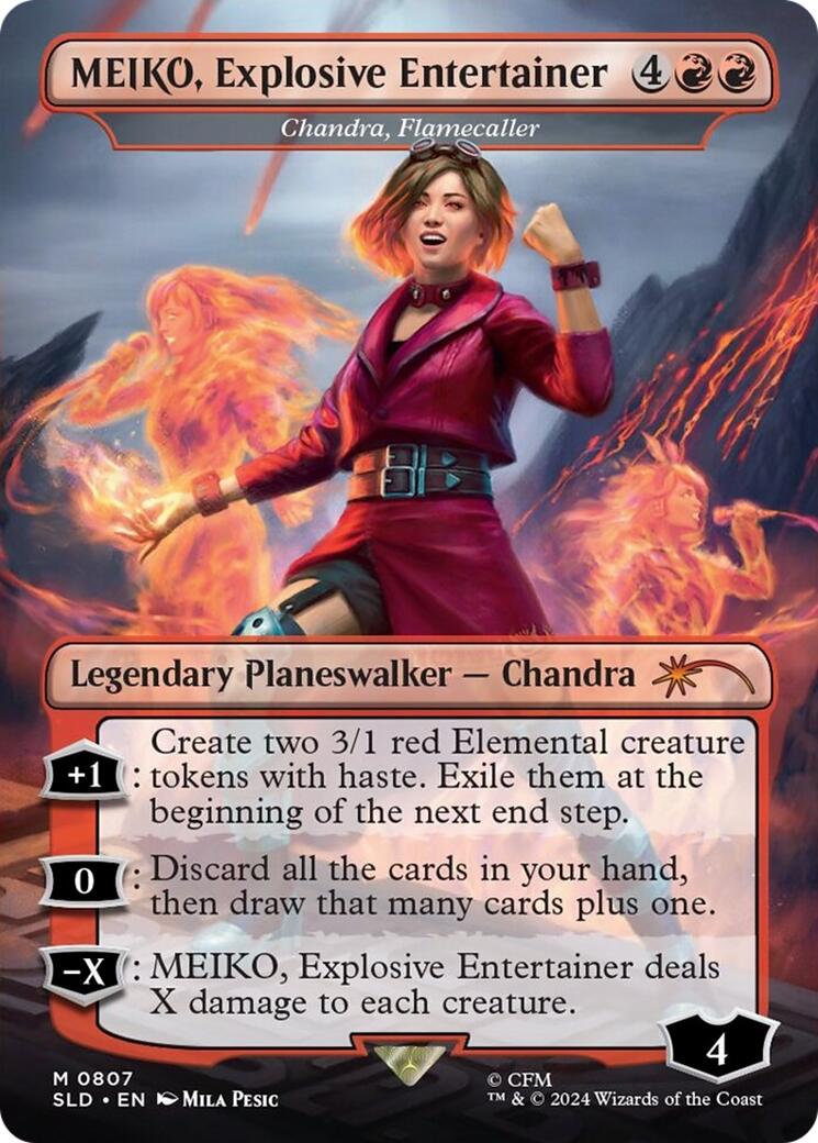 MEIKO, Explosive Entertainer - Chandra, Flamecaller (Rainbow Foil) [Secret Lair Drop Series] | Chromatic Games