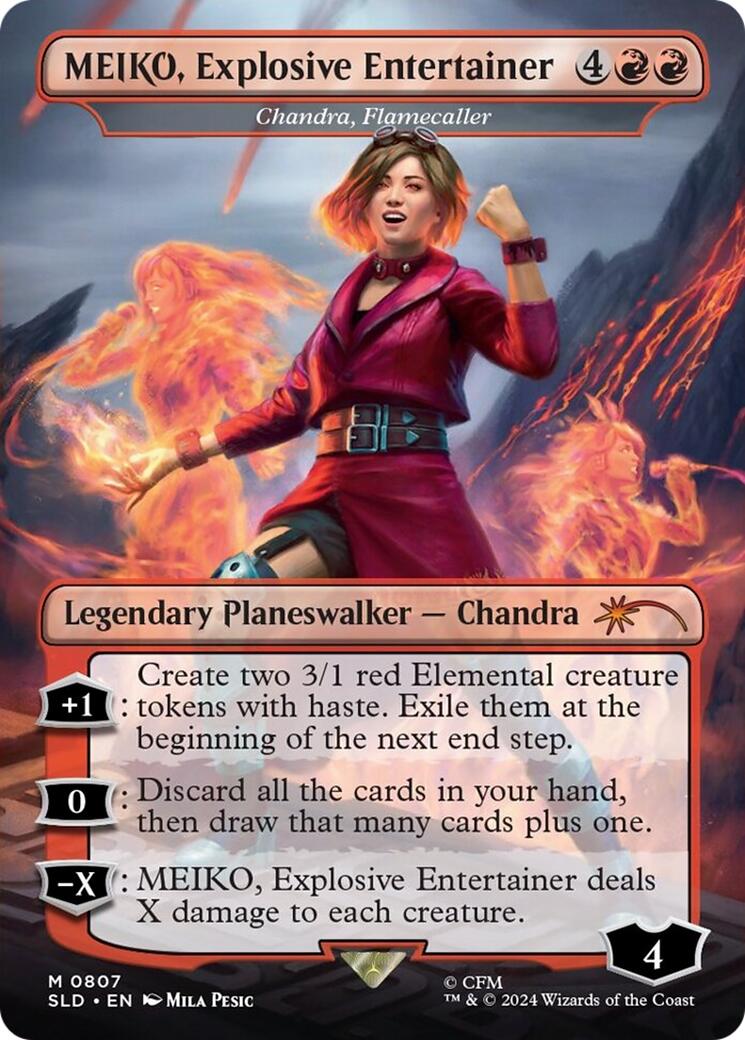 MEIKO, Explosive Entertainer - Chandra, Flamecaller (Rainbow Foil) (Japanese) [Secret Lair Drop Series] | Chromatic Games