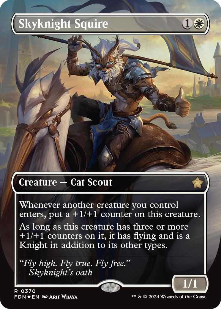 Skyknight Squire (Borderless) (Mana Foil) [Foundations] | Chromatic Games