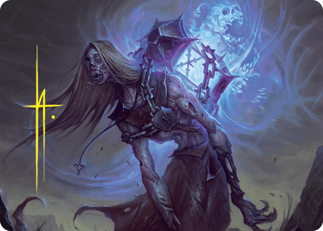 Soul-Shackled Zombie Art Card (9/54) (Gold-Stamped Signature) [Foundations Art Series] | Chromatic Games