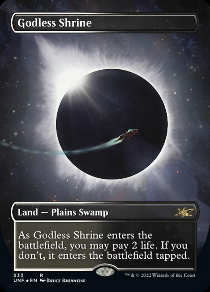 Godless Shrine (Borderless) (Galaxy Foil) [Unfinity] | Chromatic Games