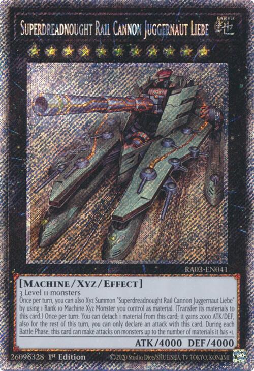 Superdreadnought Rail Cannon Juggernaut Liebe (Platinum Secret Rare) [RA03-EN041] Platinum Secret Rare | Chromatic Games